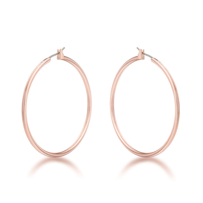 LOVCIA Elegant 45mm Rose Gold Hoop Earrings