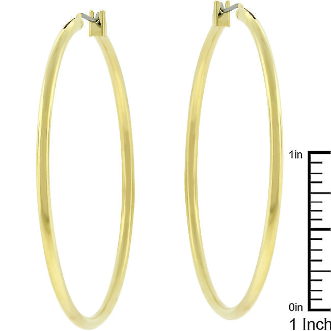 LOVCIA Glamorous Oversized Golden Hoop Earrings