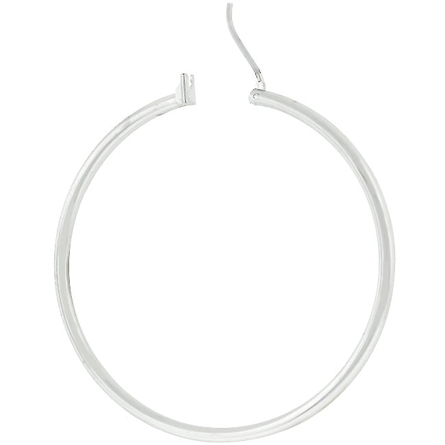 LOVCIA Elegant Silver Tone Oversized Hoop Earrings