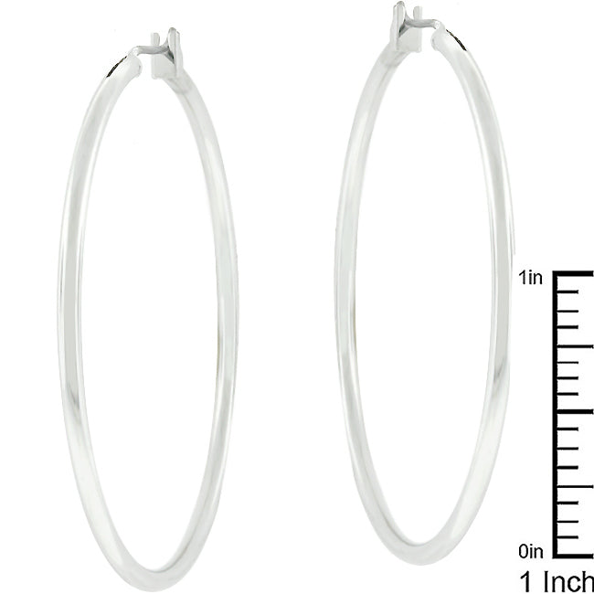 LOVCIA Elegant Silver Tone Oversized Hoop Earrings