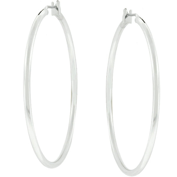 LOVCIA Elegant Silver Tone Oversized Hoop Earrings