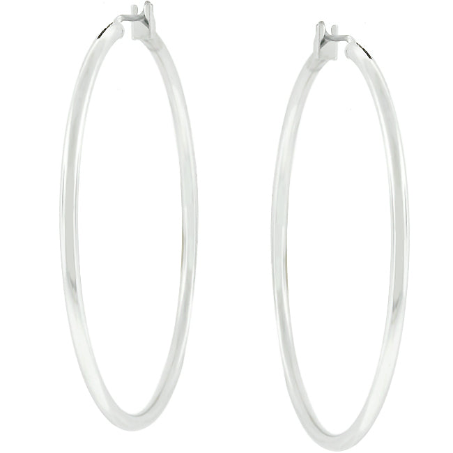 LOVCIA Elegant Silver Tone Oversized Hoop Earrings