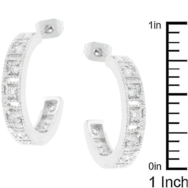 LOVCIA Dazzling Cubic Zirconia Rhodium-Plated Hoop Earrings