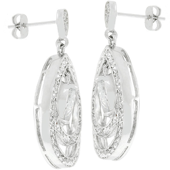 LOVCIA Glamour Milan Rhodium-Plated Pear-Cut Earrings