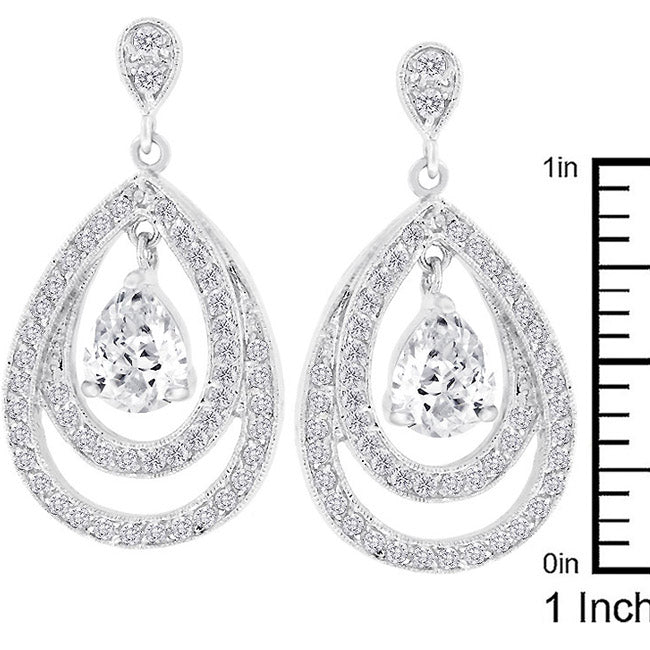 LOVCIA Glamour Milan Rhodium-Plated Pear-Cut Earrings