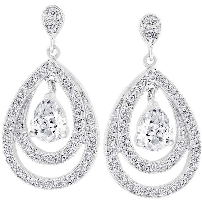 LOVCIA Glamour Milan Rhodium-Plated Pear-Cut Earrings