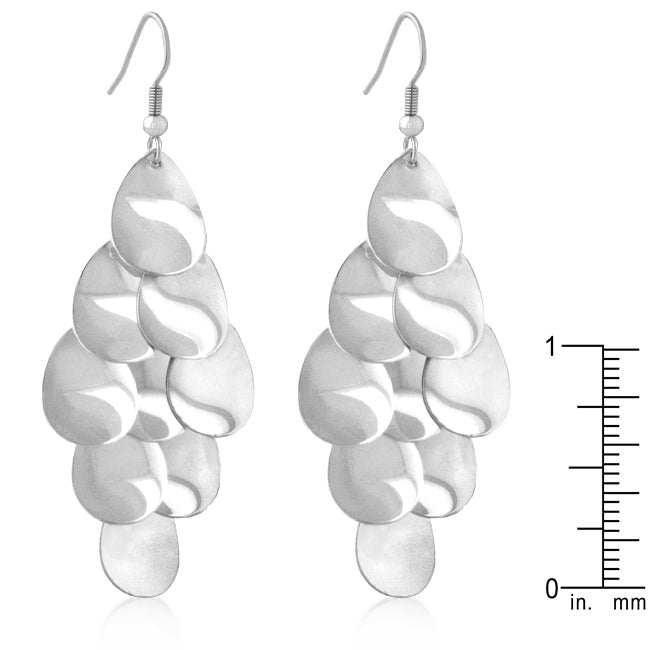 LOVCIA Luxurious Silver Scale Motif Dangle Earrings