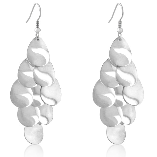 LOVCIA Luxurious Silver Scale Motif Dangle Earrings