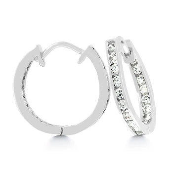 LOVCIA Elegant 19 mm Silvertone Inside Out Hoop Earrings