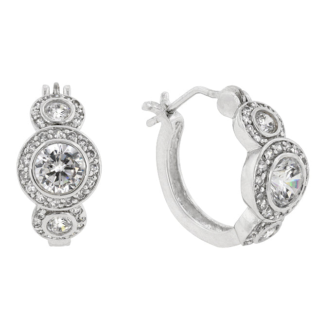 LOVCIA Timeless Rhodium-Plated Bezel Earrings