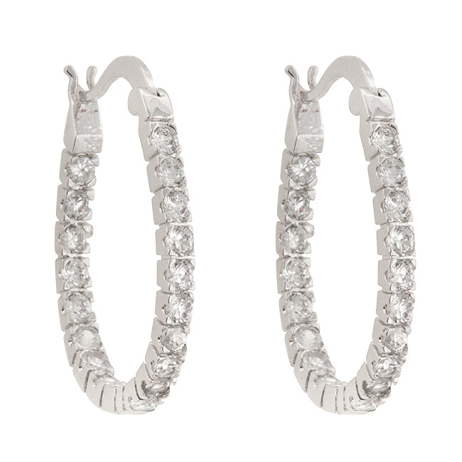 LOVCIA Elegant Inside-Out Rhodium Hoop Earrings