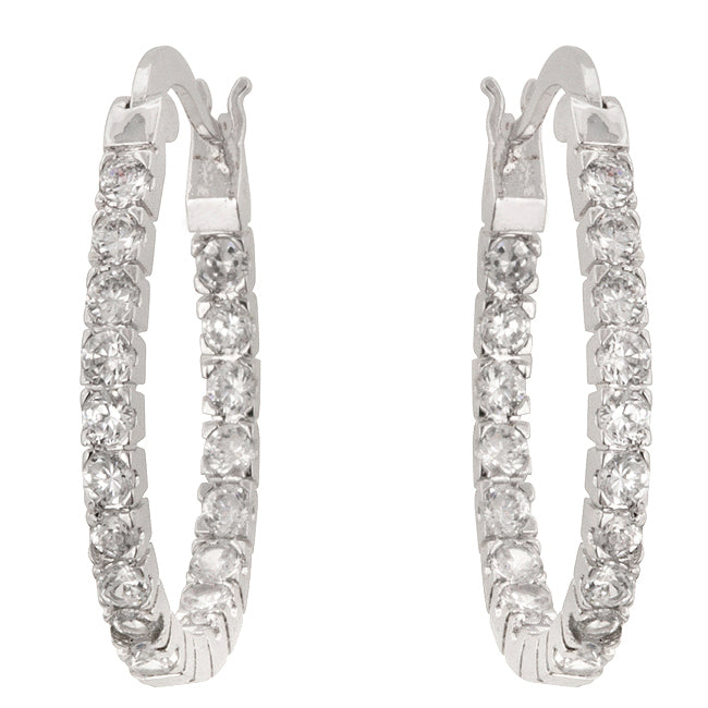 LOVCIA Elegant Inside-Out Rhodium Hoop Earrings