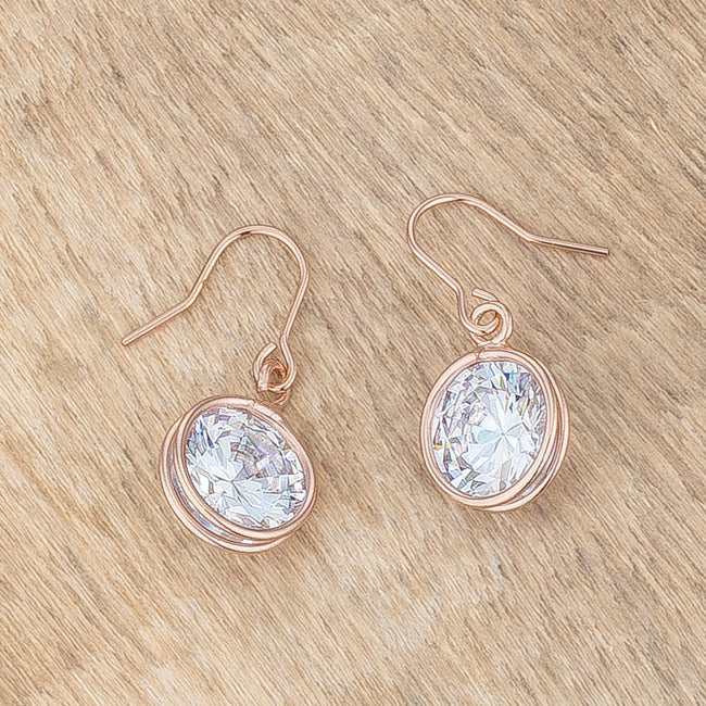 LOVCIA Elegant 5.5 Ct Rose Gold Cubic Zirconia Drop Earrings