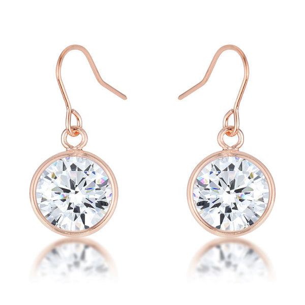 LOVCIA Elegant 5.5 Ct Rose Gold Cubic Zirconia Drop Earrings