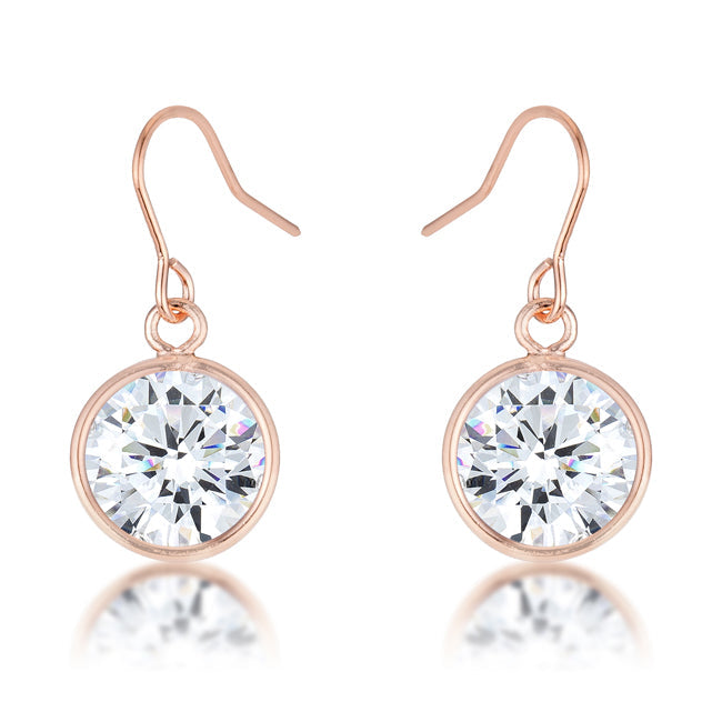 LOVCIA Elegant 5.5 Ct Rose Gold Cubic Zirconia Drop Earrings