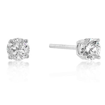 LOVCIA Sterling Silver 4mm Round Cut Cubic Zirconia Stud Earrings