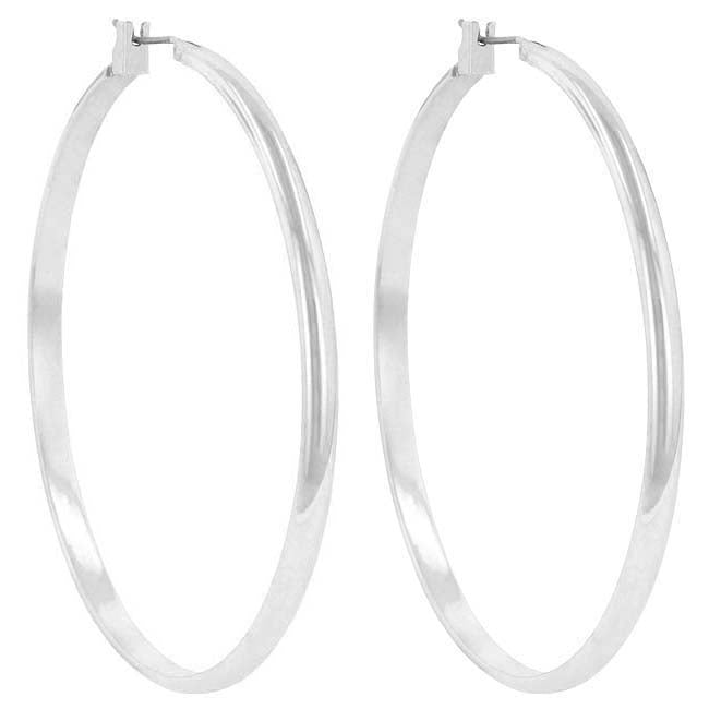 LOVCIA Glamorous Rhodium-Plated Silver Hoops