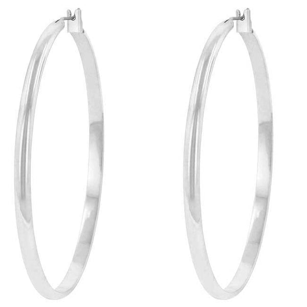 LOVCIA Glamorous Rhodium-Plated Silver Hoops