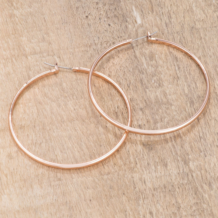 LOVCIA Elegant 55mm Rose Gold Plated Hoop Earrings