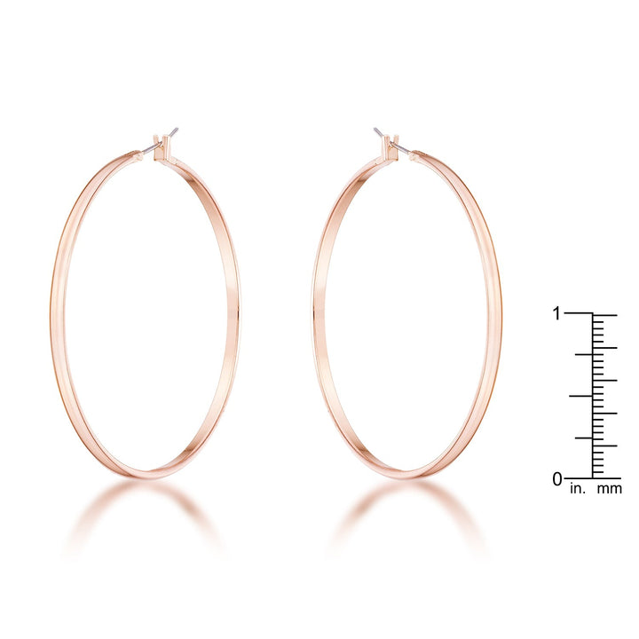 LOVCIA Elegant 55mm Rose Gold Plated Hoop Earrings