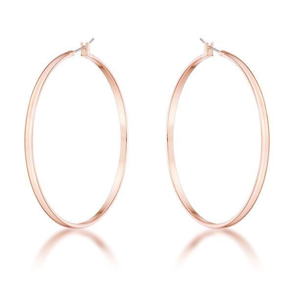 LOVCIA Elegant 55mm Rose Gold Plated Hoop Earrings