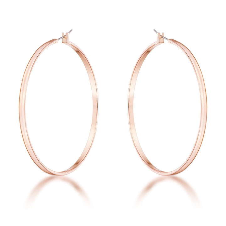 LOVCIA Elegant 55mm Rose Gold Plated Hoop Earrings