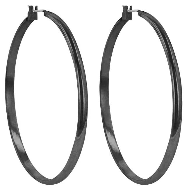 LOVCIA Elegant Black-Tone Hoop Earrings