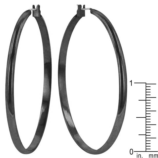 LOVCIA Elegant Black-Tone Hoop Earrings