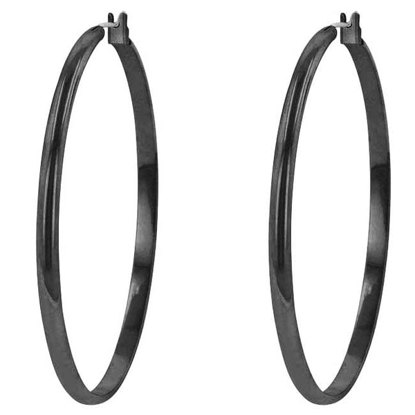 LOVCIA Elegant Black-Tone Hoop Earrings