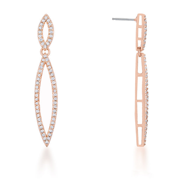 LOVCIA Elegant 1.2ct CZ Rose Gold Double Teardrop Earrings