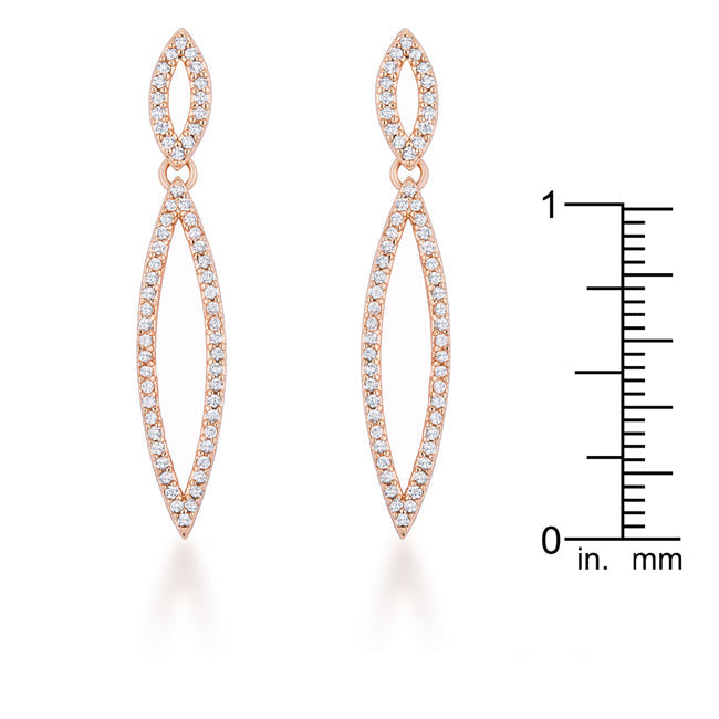 LOVCIA Elegant 1.2ct CZ Rose Gold Double Teardrop Earrings