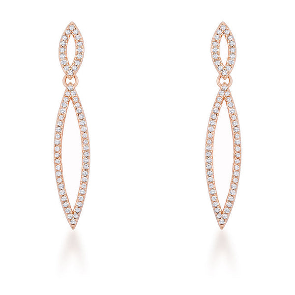 LOVCIA Elegant 1.2ct CZ Rose Gold Double Teardrop Earrings