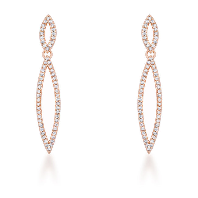 LOVCIA Elegant 1.2ct CZ Rose Gold Double Teardrop Earrings