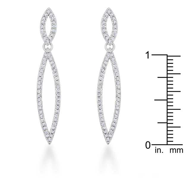 LOVCIA Sara Elegant Double Teardrop CZ Rhodium Drop Earrings