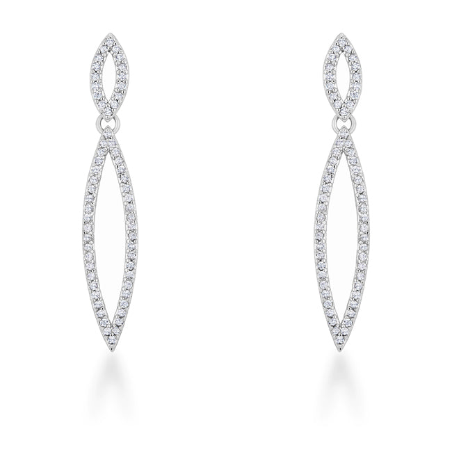 LOVCIA Sara Elegant Double Teardrop CZ Rhodium Drop Earrings