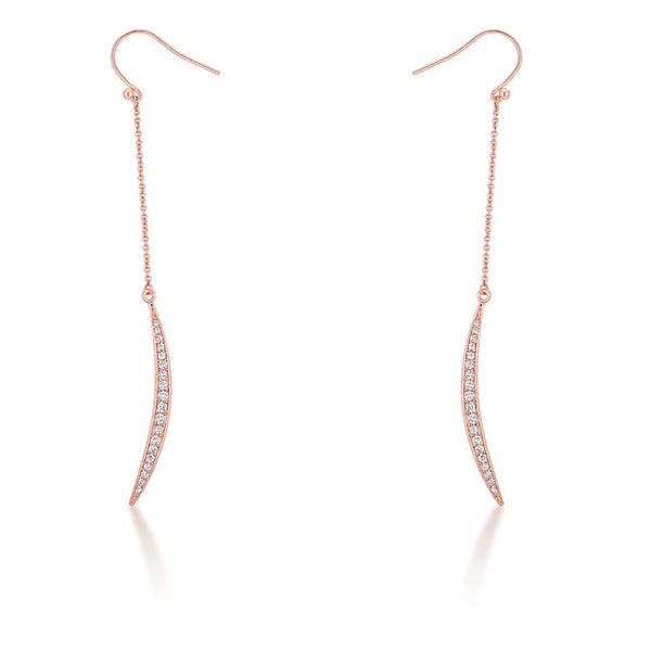 LOVCIA Luna Rose Gold Moon Drop Earrings with 0.5ct CZ