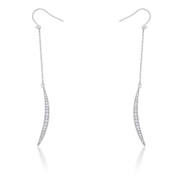 LOVCIA Moonlit Elegance 0.5ct CZ Rhodium Drop Earrings