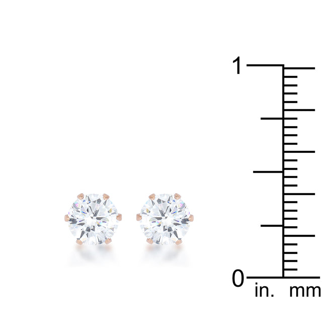 LOVCIA Elegant 3.4ct CZ Rose Gold Prong-Set Stud Earrings