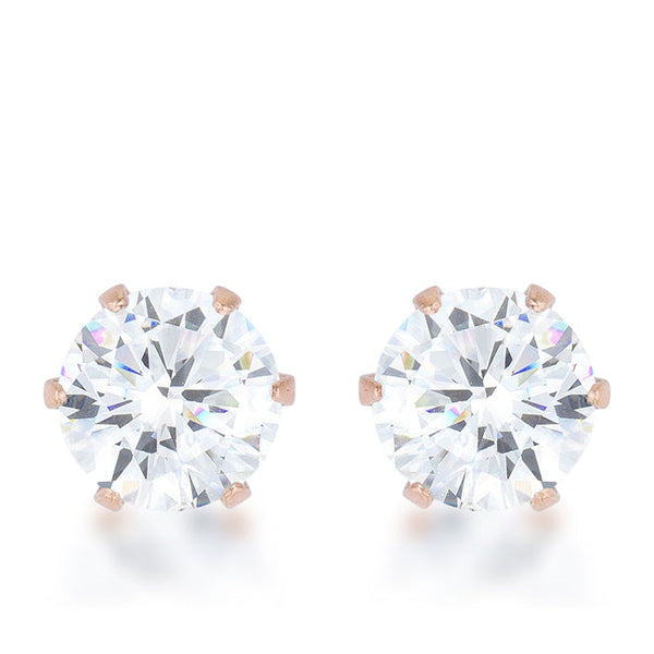 LOVCIA Elegant 3.4ct CZ Rose Gold Prong-Set Stud Earrings