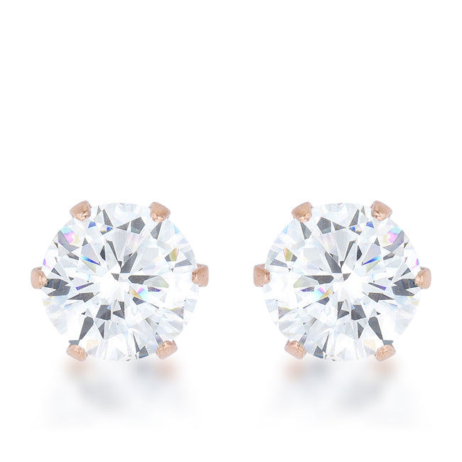 LOVCIA Elegant 3.4ct CZ Rose Gold Prong-Set Stud Earrings