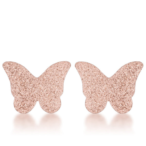 LOVCIA Glittering Rose Gold Butterfly Stud Earrings