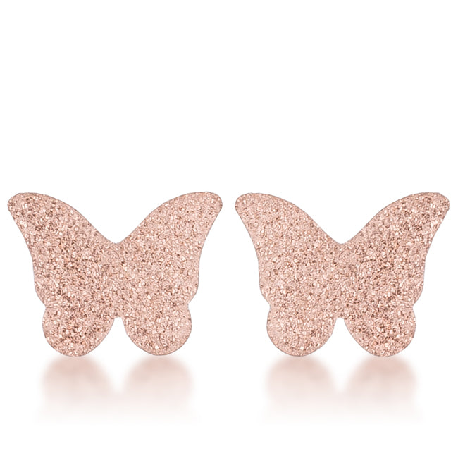 LOVCIA Glittering Rose Gold Butterfly Stud Earrings