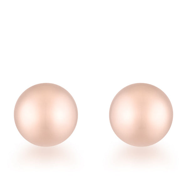 LOVCIA Elegant Rose Gold-Plated Sphere Stud Earrings