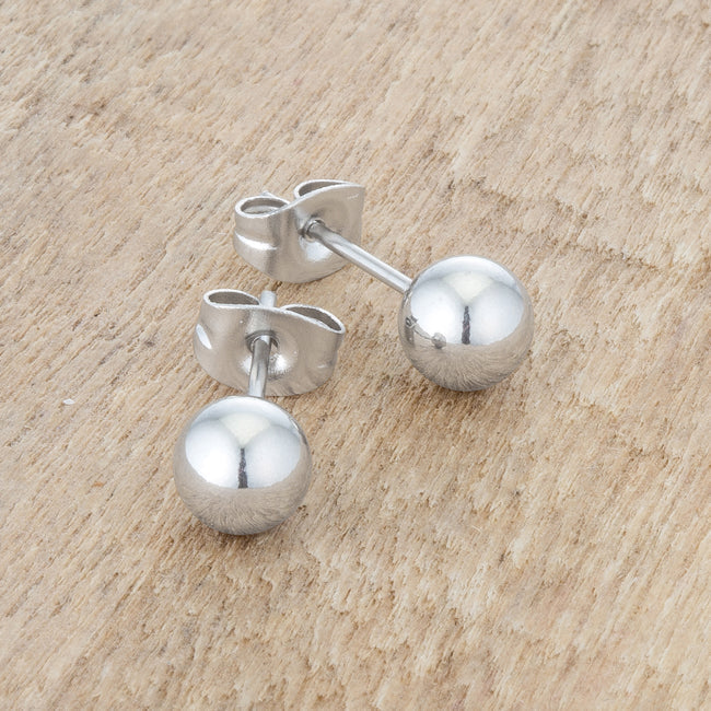 LOVCIA Rhodium-Plated 6mm Sphere Stud Earrings