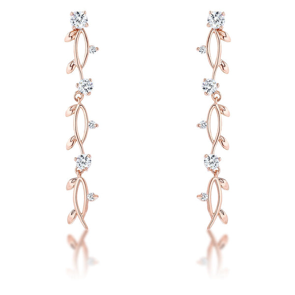 LOVCIA Elegant 1.1Ct Rose Gold Vine Design Dangling Earrings