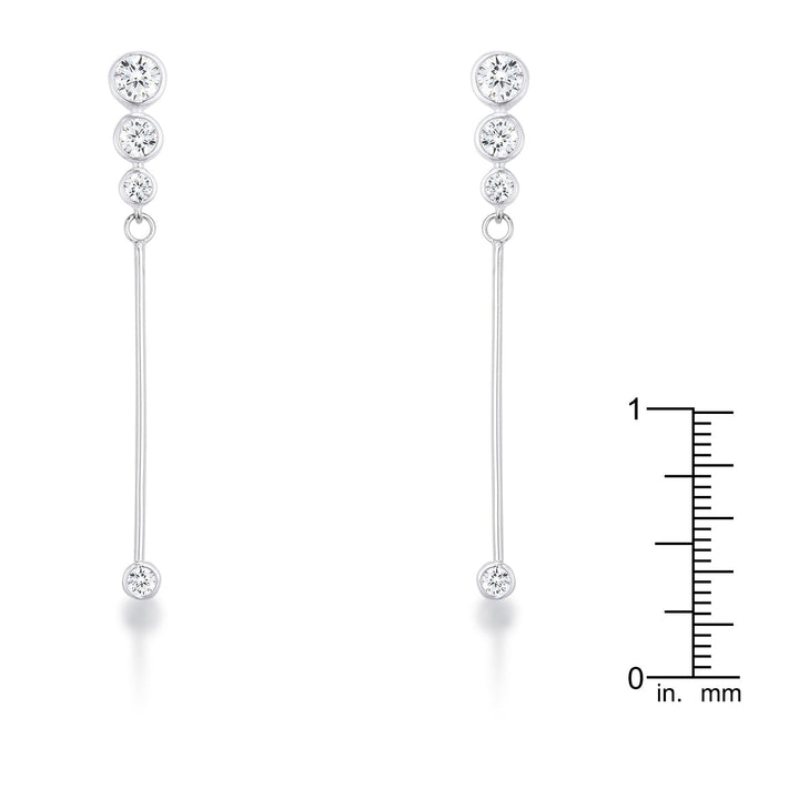 LOVCIA Elegant 1.2Ct Rhodium Plated Graduated Drop Cubic Zirconia Earrings