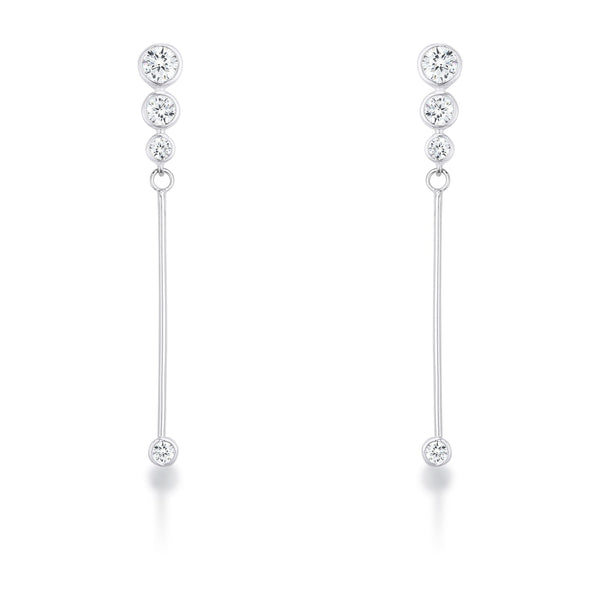 LOVCIA Elegant 1.2Ct Rhodium Plated Graduated Drop Cubic Zirconia Earrings