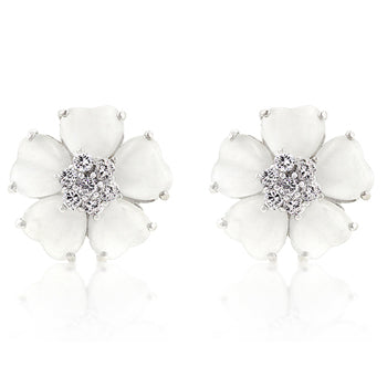 LOVCIA Nouveau White Blossom Earrings