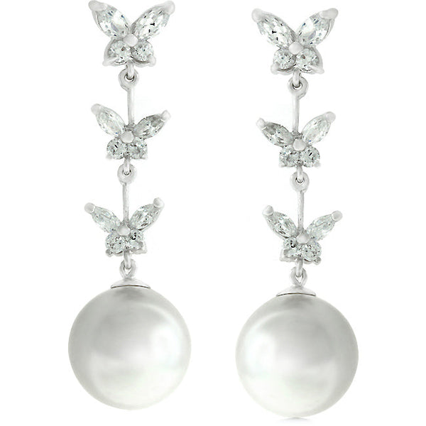 LOVCIA Elegant Butterfly Pearl Drop Earrings