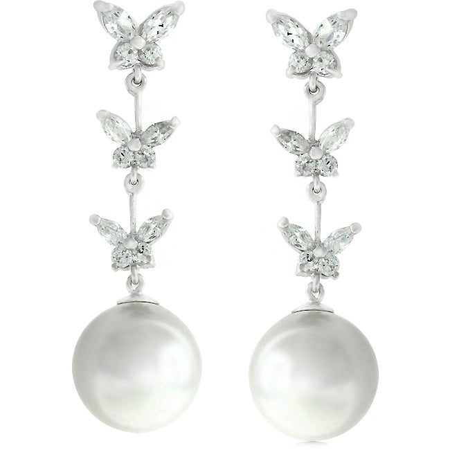 LOVCIA Elegant Butterfly Pearl Drop Earrings